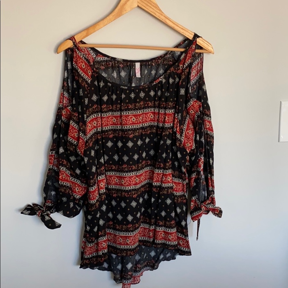 Boho style open shoulder top